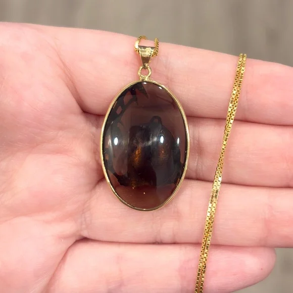 Vintage 14K Panda Smoky Quartz Pendant - Picture 7 of 10